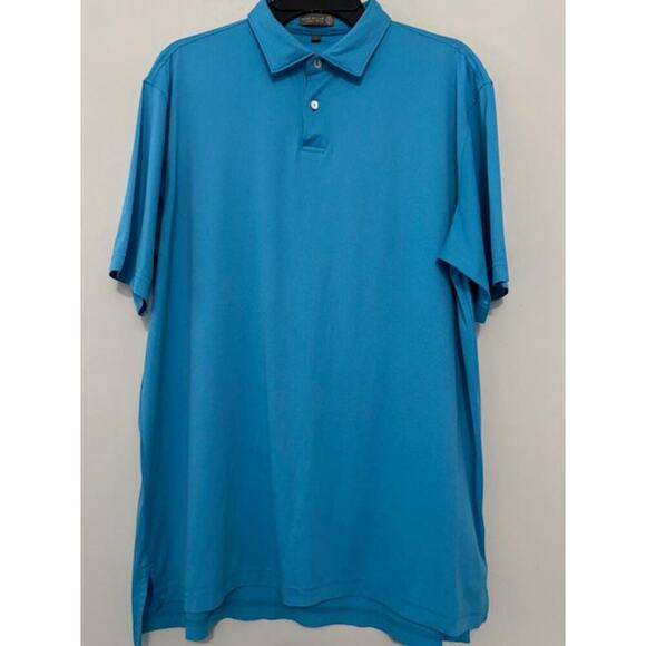 Peter Millar Polo Shirt Golf Mens Size Large Stretch Summer Comfort Blue Aqua - Picture 1 of 6